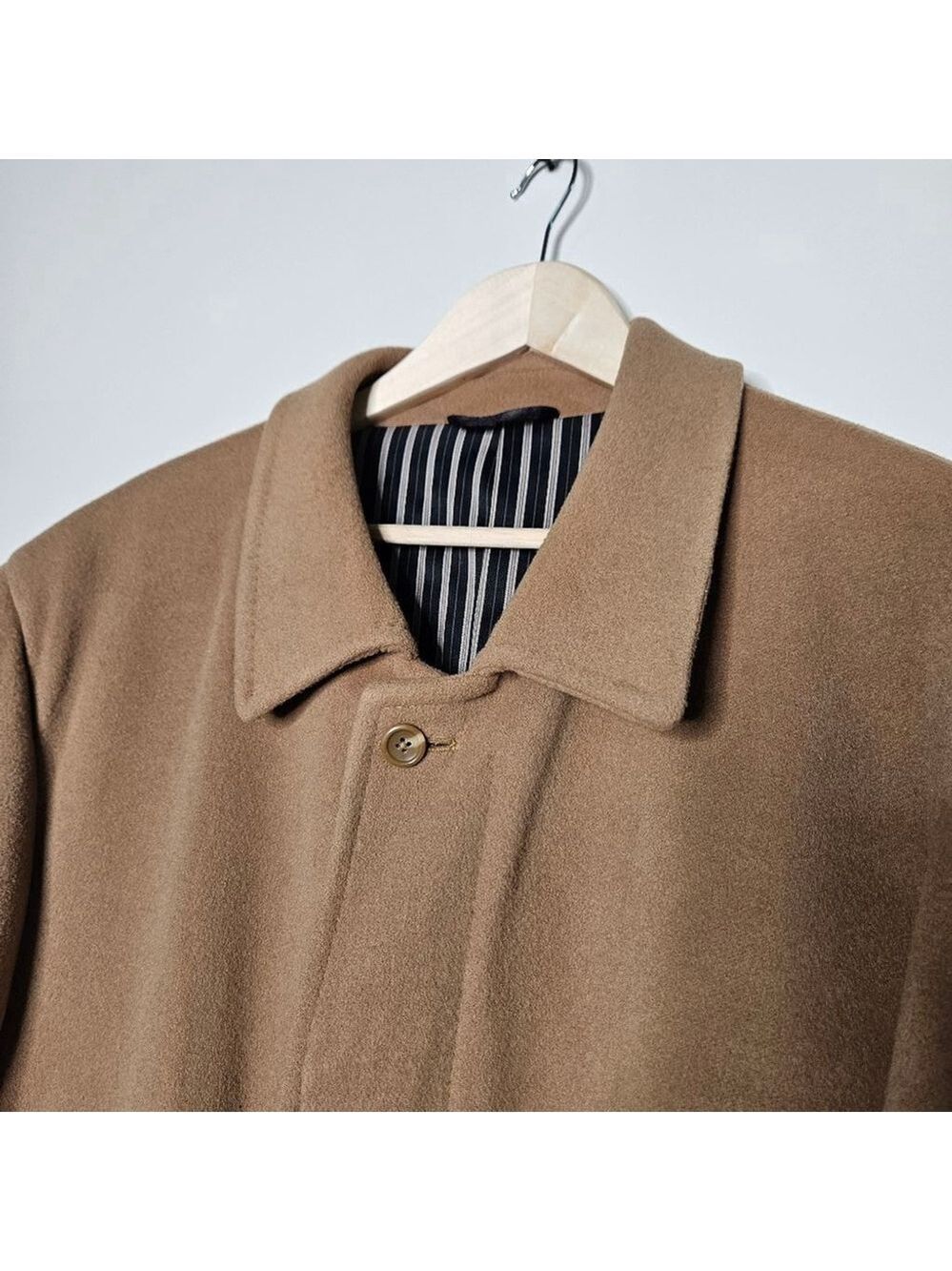 Jones New York Vintage Swinton Wool Cashmere Overcoat Men 44R Brown Long Coat - Picture 4 of 13